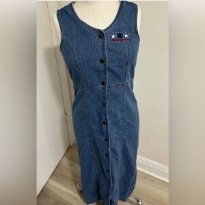 Walt Disney World Long Maxi Denim M Dress Mickey Sleeveless Snap Closure
